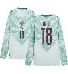 Men 18 Portugal Replica Pedro Neto Long Sleeve Away Jersey   2