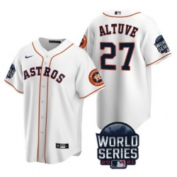 Men Houston Astros 27 Jose Altuve 2021 White World Series Cool Base Stitched Baseball Jersey