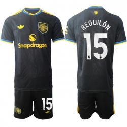Men Manchester United 2026 Soccer Jerseys Black #15 REGUILON