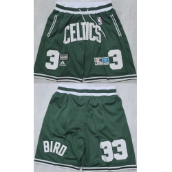 Men Boston Celtics 33 Larry Bird Green Shorts   Men Boston Celtics 33 Larry Bird Green Shorts