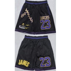 Men Los Angeles Lakers 23 LeBron James Black 2025 Shorts   Men Los Angeles Lakers 23 LeBron James Black 2025 Shorts