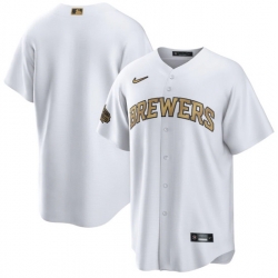 Men Milwaukee Brewers Blank 2022 All Star White Cool Base Stitched Baseball Jersey