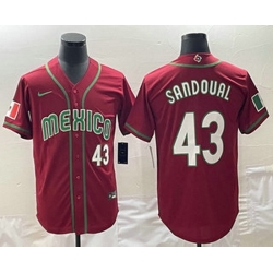 Mens Mexico Baseball #43 Patrick Sandoval Number 2023 Red World Classic Stitched Jersey