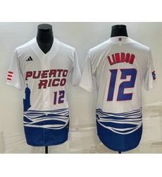 Men's Puerto Rico Baseball #23 Francisco Lindor Number White 2023 World Baseball Classic Stitched Jersey