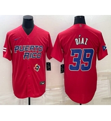 Men's Puerto Rico Baseball #39 Edwin Diaz 2023 Red World Baseball Classic Stitched Jerseys