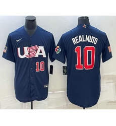 Men's USA Baseball #10 JT Realmuto Number 2023 Navy World Baseball Classic Stitched Jersey