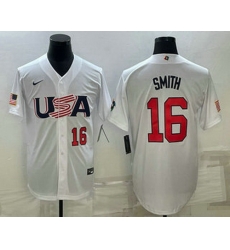 Men's USA Baseball #16 Will Smith Number 2023 White World Baseball Classic Stitched Jersey