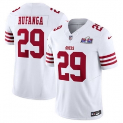 Youth San Francisco 49ers 29 Talanoa Hufanga White 2023 F U S E  With John Madden Patch Vapor Limited Stitched Football 2024 Super Bowl LVIII Jersey