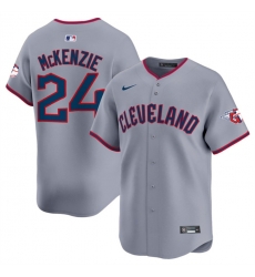 Men Cleveland Guardians 24 Triston McKenzie Grey 2025 Alternate Limited Stitched Baseball Jersey