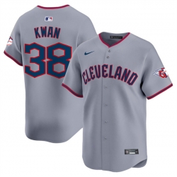 Men Cleveland Guardians 38 Steven Kwan Grey 2025 Alternate Limited Stitched Baseball Jersey