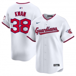 Men Cleveland Guardians 38 Steven Kwan White Home Limited Stitched Baseball Jersey