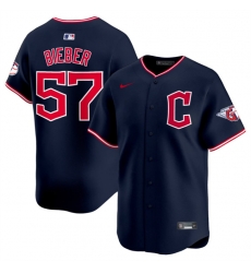 Men Cleveland Guardians 57 Shane Bieber Navy 2025 Alternate Limited Stitched Baseball Jersey