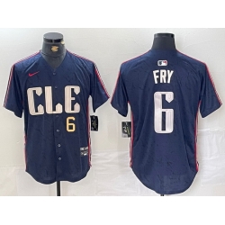 Men Cleveland Guardians 6 David Fry Navy 2024 City Connect Limited Stitched Baseball Jersey 1