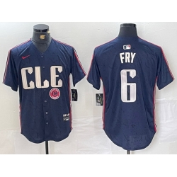 Men Cleveland Guardians 6 David Fry Navy 2024 City Connect Limited Stitched Baseball Jersey 2