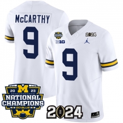 Youth Michigan Wolverines ACTIVE PLAYER Custom White 2024 F U S E  With 2023 National Champions Patch Stitched Jersey