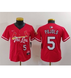 Youth St  Louis Cardinals 5 Albert Pujols Red 2024 City Connect Limited Stitched Baseball Jersey