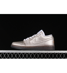 AIR JORDAN 1 LOW METALLIC ZINC SUMMIT WHITE VELVET BROWN METALLIC ZINC