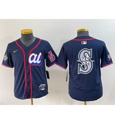 Youth American League Seattle Mariners Team Big Logo Navy 2025 All Star Edition Limited Stitched Baseball Jersey 2