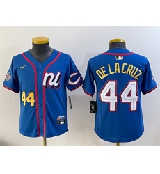 Women National League 44 Elly De La Cruz Blue 2025 All Star Edition Limited Stitched Baseball Jersey 