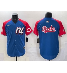 Men National League Cincinnati Reds Team Big Logo Blue Red Alternate 2025 All Star Edition Limited Stitched Baseball Jersey