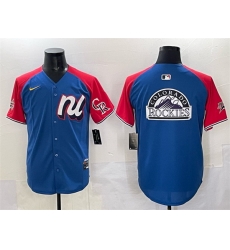 Men National League Colorado Rockies Team Big Logo Blue Red Alternate 2025 All Star Edition Limited Stitched Baseball Jersey