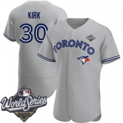 Men Nike Toronto Blue Jays #30 Alejandro Kirk Gray Home Stitched Cool Base Player Jersey Men Nike Toronto Blue Jays #30 Alejandro Kirk Gray Home Stitched Cool Base Player Jersey