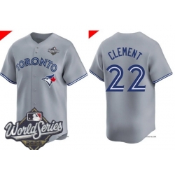 Men Toronto Blue Jays 22 Ernie Clement Gray Cool Base Stitched Baseball Jersey Men Toronto Blue Jays 22 Ernie Clement Gray Cool Base Stitched Baseball Jersey