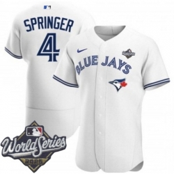 Men Toronto Blue Jays 4 George Springer 2020 White Flex Base Stitched Jerse Men Toronto Blue Jays 4 George Springer 2020 White Flex Base Stitched Jerse