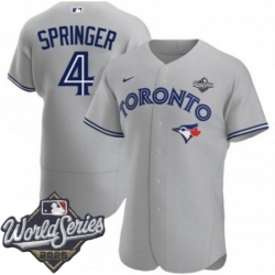 Men Toronto Blue Jays 4 George Springer Grey Flex Base Stitched Jerse Men Toronto Blue Jays 4 George Springer Grey Flex Base Stitched Jerse