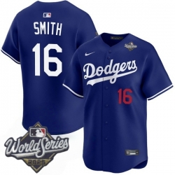 Men Los Angeles Dodgers 16 Will Smith 2025 World Series Cool Base Stitched Baseball Jersey Blue Men Los Angeles Dodgers 16 Will Smith 2025 World Series Cool Base Stitched Baseball Jersey Blue