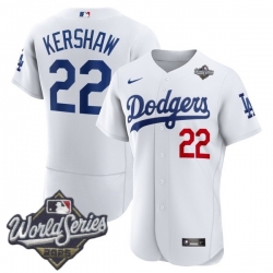 Men Los Angeles Dodgers 22 Clayton Kershaw 2025 World Series Cool Base Stitched Baseball Jersey White Men Los Angeles Dodgers 22 Clayton Kershaw 2025 World Series Cool Base Stitched Baseball Jersey White
