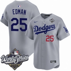 Men Los Angeles Dodgers 25 Tommy Edman 2025 World Series Cool Base Stitched Baseball Jersey Gray Men Los Angeles Dodgers 25 Tommy Edman 2025 World Series Cool Base Stitched Baseball Jersey Gray