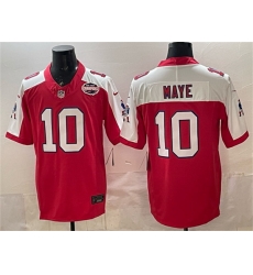 Men New England Patriots 10 Drake Maye Red Alternate F U S E  2025 AFC East Championship Patch Throwback Vapor Limited Stitched Football Jersey
