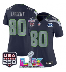 Women Seattle Seahawks 80 Steve Largent Navy 2025 F U S E Super Bowl LX Patch And 50th Season 26 USA 250 27 Patch Vapor Limited Football Stitched Jersey Women Seattle Seahawks 80 Steve Largent Navy 2025 F U S E Super Bowl LX Patch And 50th Season 26 USA 250 27 Patch Vapor Limited Football Stitched Jersey