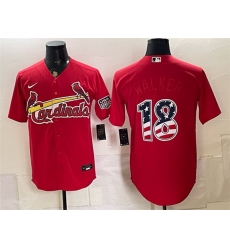 Men St  Louis Cardinals  18 Jordan Walker Red USA 250 Fourth of July Stitched Baseball Jersey