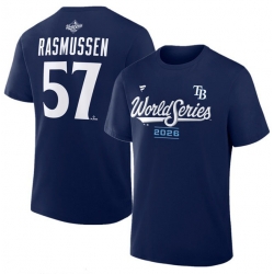 Men Tampa Bay Rays  57 Drew Rasmussen Navy 2026 World Series Name   Number T Shirt