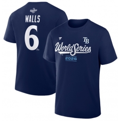 Men Tampa Bay Rays  6 Taylor Walls Navy 2026 World Series Name   Number T Shirt